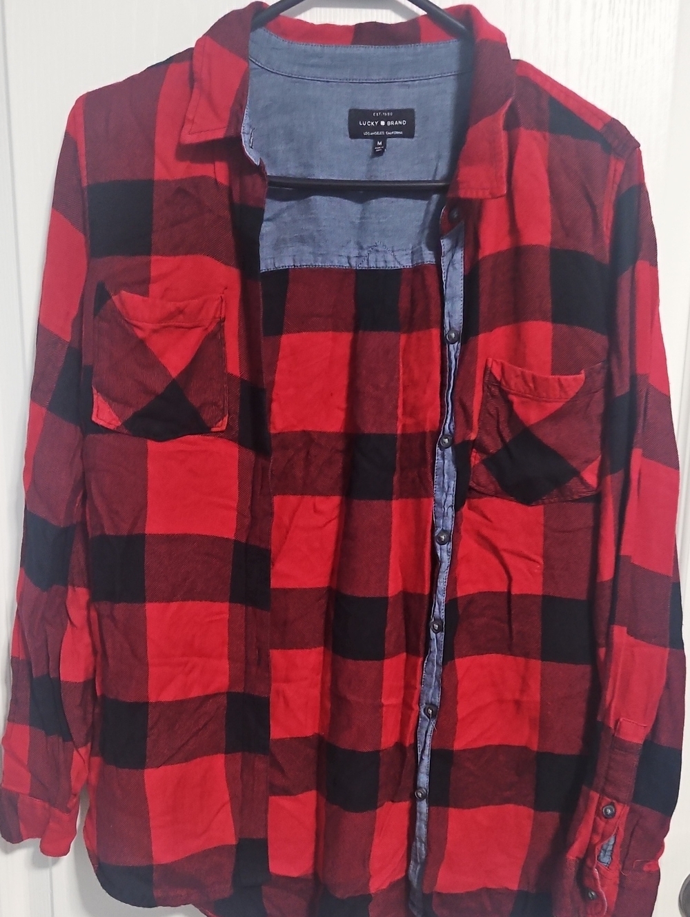 Lucky Brand Red and Black Buffalo Plaid Button-Down Shirt